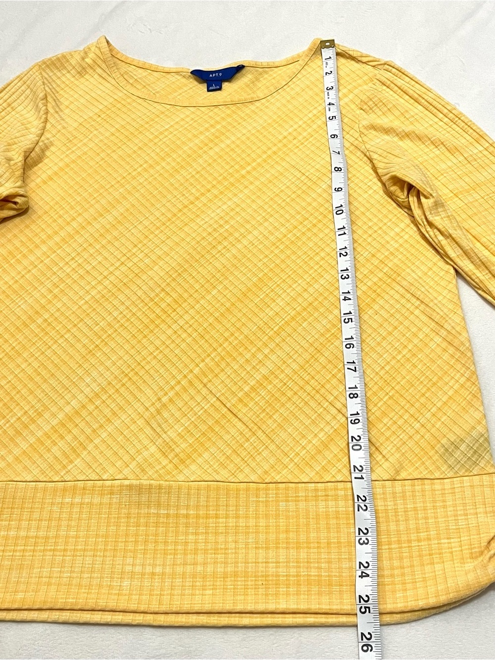 Apt. 9 Women’s Yellow Tie-Sleeve Quarter Sleeve Top Textured & Ruched Sides Lg - Picture 8 of 16